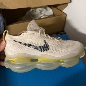 Nike Cream Knit Sneakers with Yellow Accents